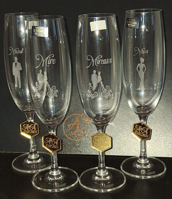 Pahare cristal gravate cu insigne oglinda - imagine 17