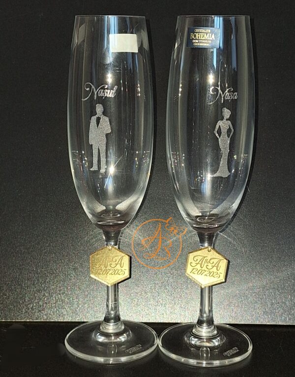 Pahare cristal gravate cu insigne oglinda - imagine 14