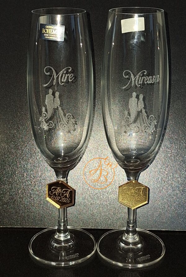 Pahare cristal gravate cu insigne oglinda - imagine 13