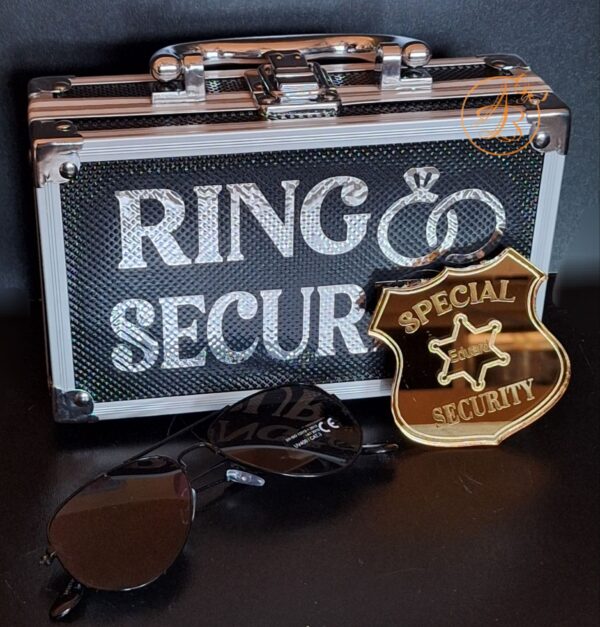 Security Ring Box - cutie metalica pentru verighete cu placa alba gravata - imagine 25
