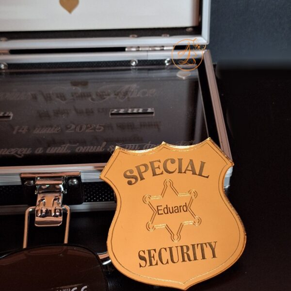 Security Ring Box - cutie metalica pentru verighete cu placa alba gravata - imagine 21