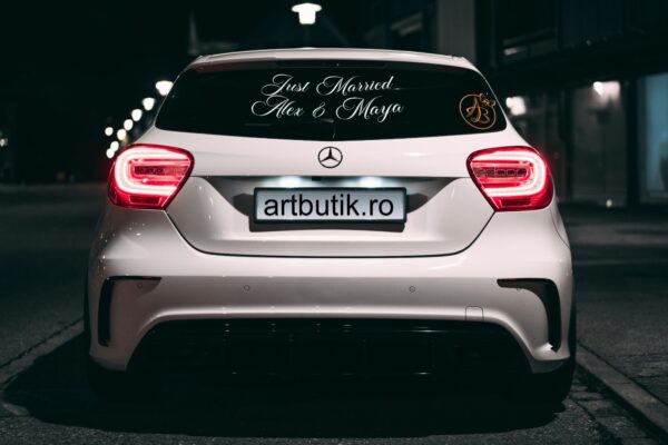 Sticker Just Married/Mr&Mrs pentru parbriz auto - imagine 4
