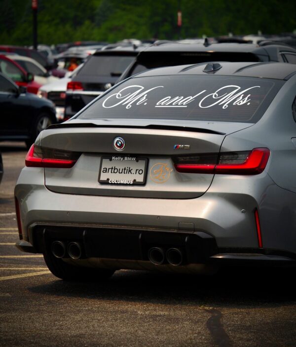 Sticker Just Married/Mr&Mrs pentru parbriz auto - imagine 3