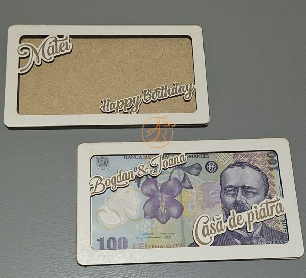Placuta gravata pentru bani, zi de nastere, aniversare, nunta, botez