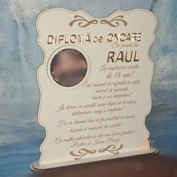 Tablou, diploma gravata cu nume din oglinda aurie, cu poza - imagine 9