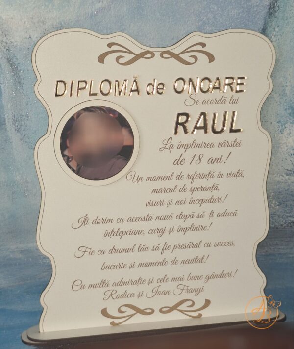 Tablou, diploma gravata cu nume din oglinda aurie, cu poza - imagine 7