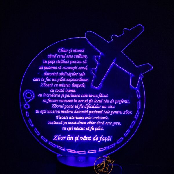 Decor trofeu gravat cu avion pentru pilot - imagine 2