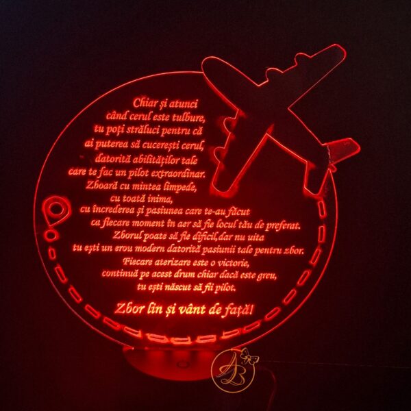 Decor trofeu gravat cu avion pentru pilot - imagine 4