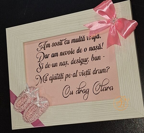 Rama multumire pentru nasi/mosi de botez fetita