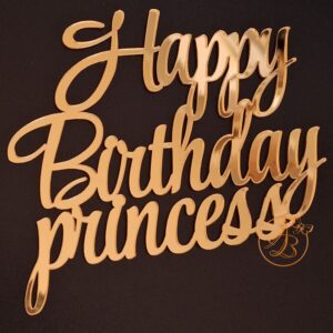 Decor topper tort oglinda Happy Birthday Princess