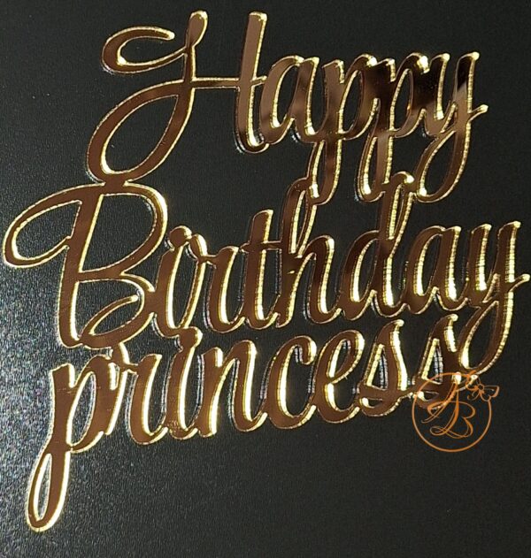 Decor topper tort oglinda Happy Birthday Princess - imagine 6