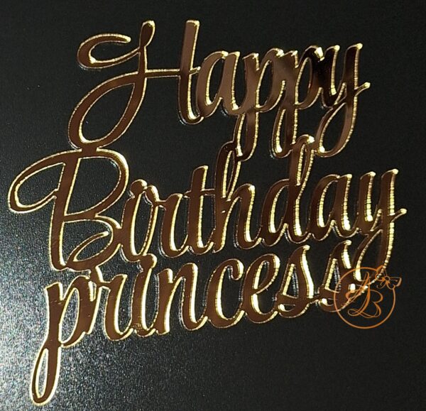 Decor topper tort oglinda Happy Birthday Princess - imagine 3