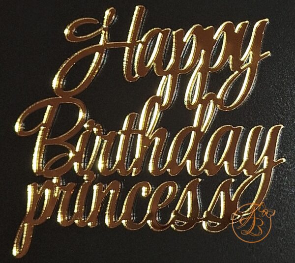 Decor topper tort oglinda Happy Birthday Princess - imagine 5