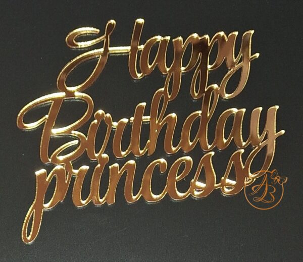 Decor topper tort oglinda Happy Birthday Princess - imagine 2