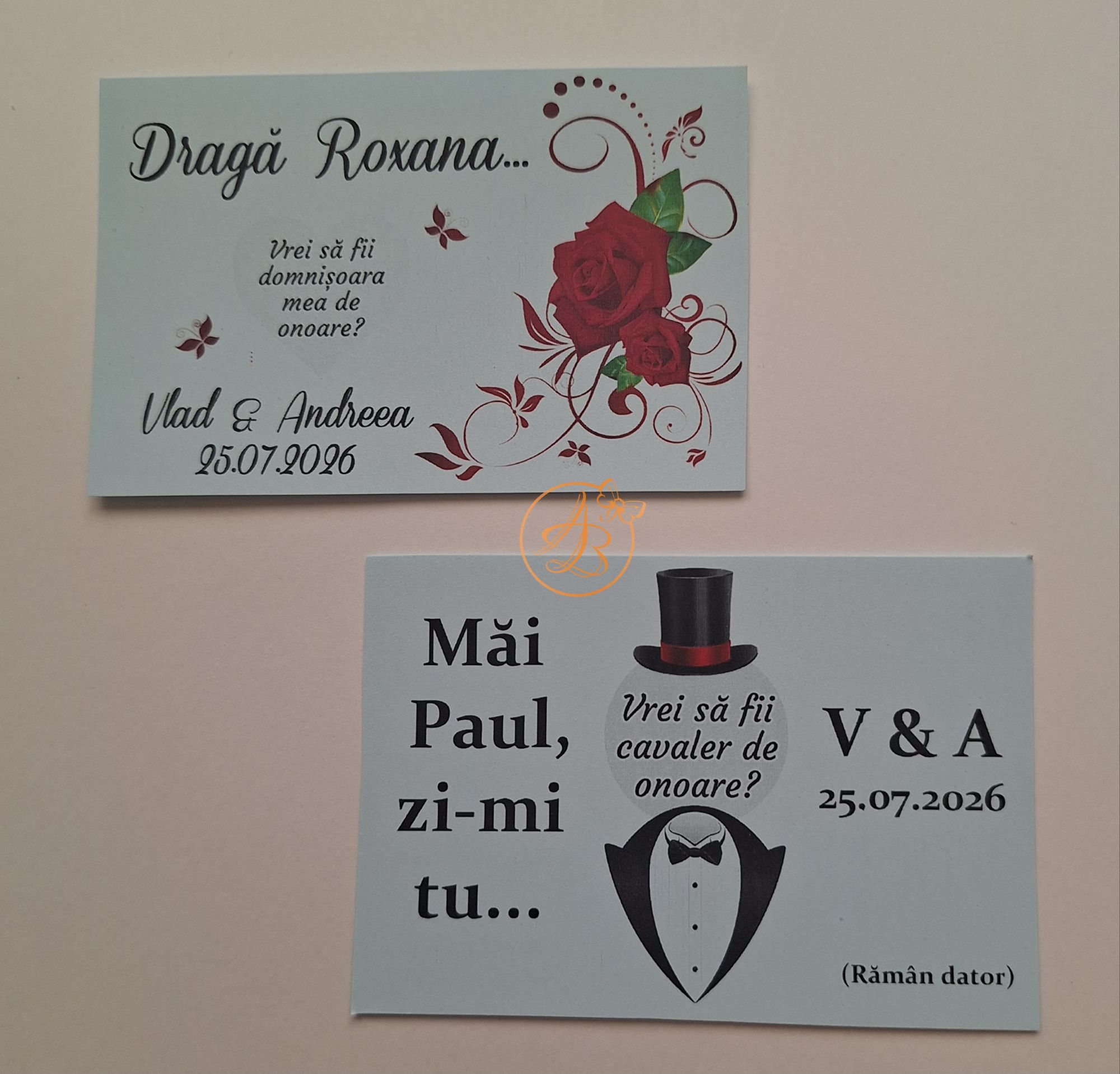 Lozuri personalizate razuibile pentru cerere cavaler de onoare, cu joben
