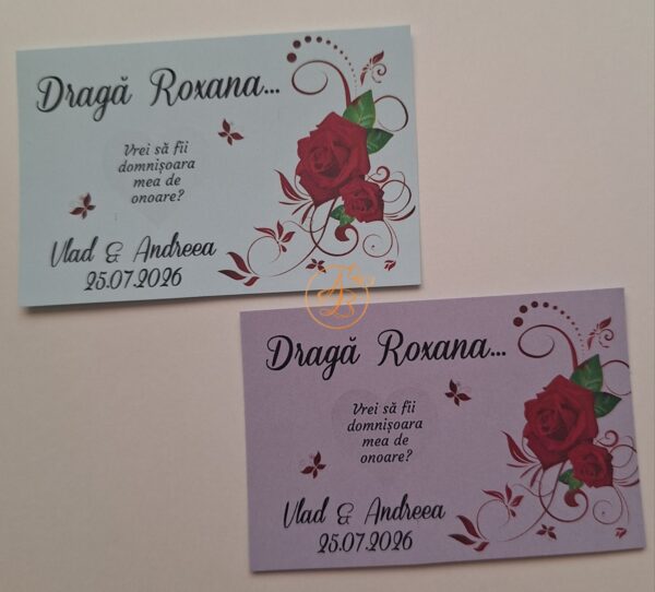 Lozuri personalizate razuibile pentru cerere domnisoara de onoare, cu floare