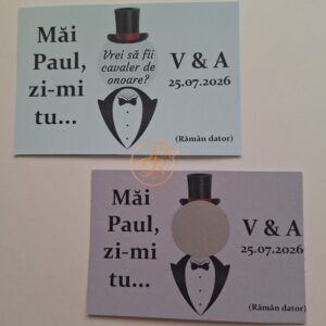 Lozuri personalizate razuibile pentru cerere cavaler de onoare, cu joben