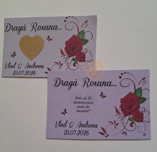 Lozuri personalizate razuibile pentru cerere domnisoara de onoare, cu floare - imagine 4