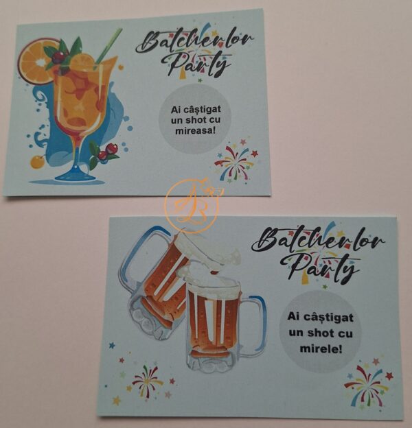 Lozuri personalizate razuibile pentru cheful burlacitelor/burlacilor, cu coctail/bere