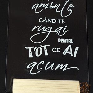 Placa mica plexiglass personalizata cu suport lemn