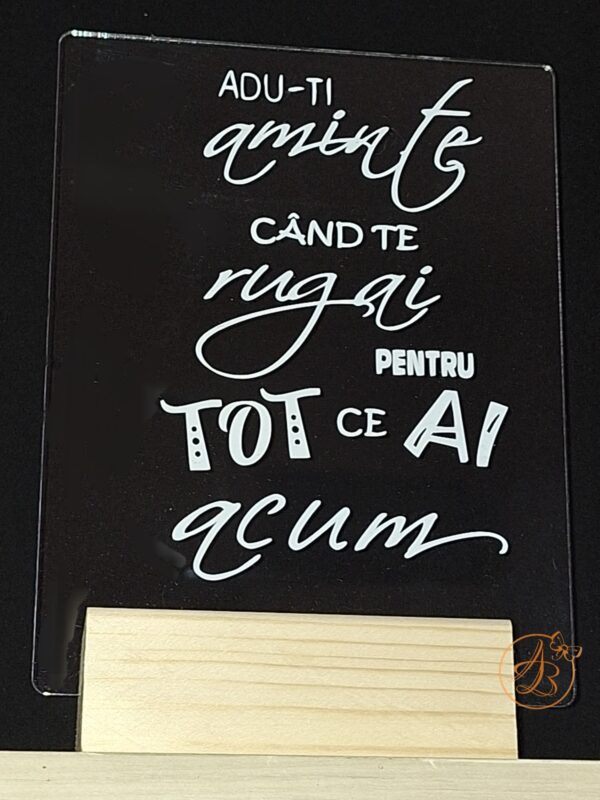 Placa mica plexiglass personalizata cu suport lemn - imagine 2