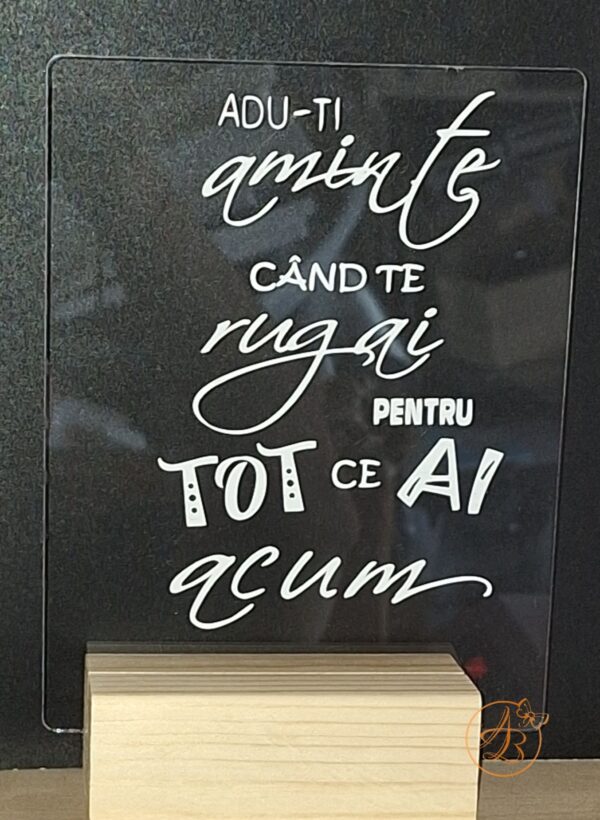 Placa plexiglass mare personalizata, cu suport lemn - imagine 3