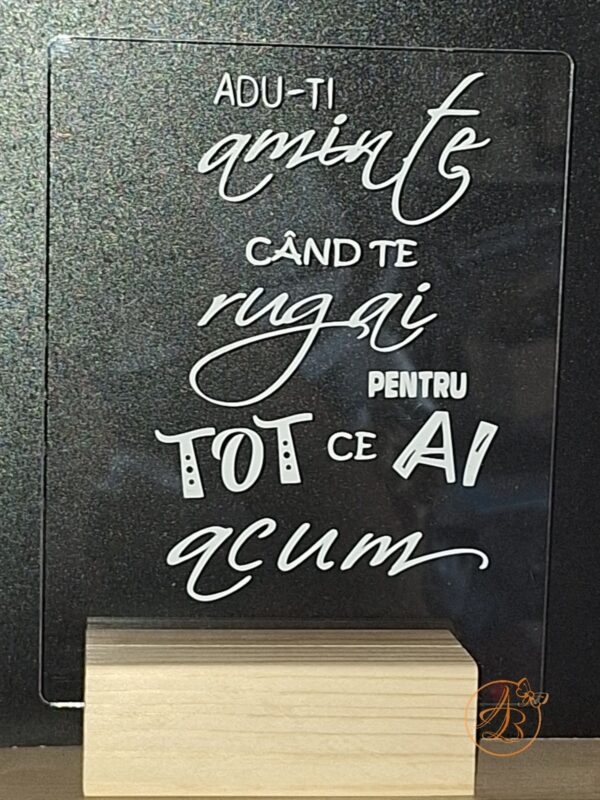 Placa plexiglass mare personalizata, cu suport lemn - imagine 4