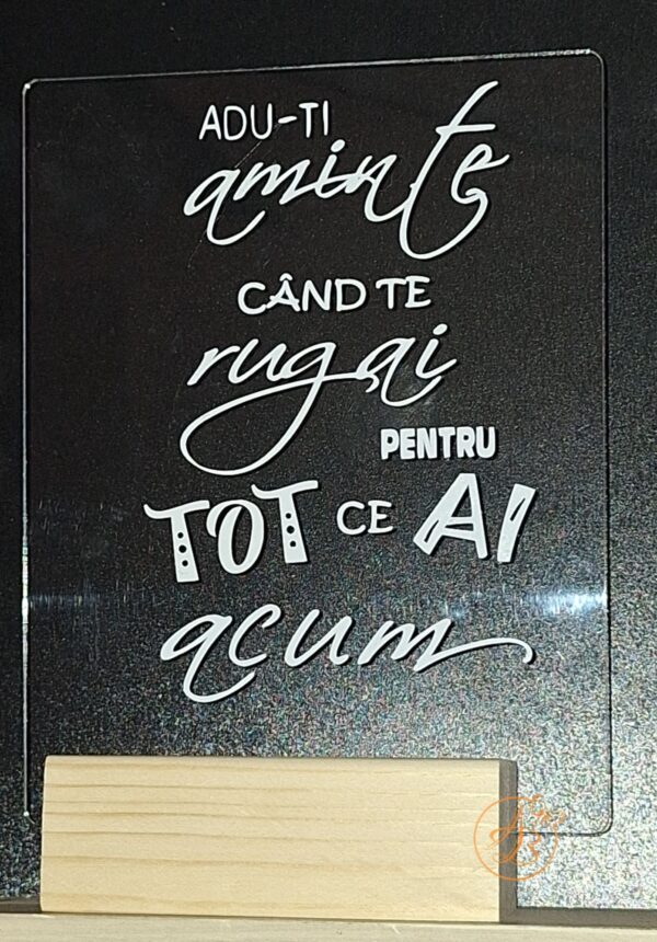 Placa mica plexiglass personalizata cu suport lemn - imagine 4