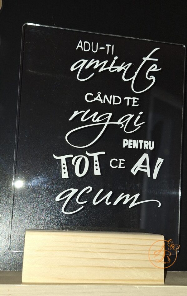 Placa mica plexiglass personalizata cu suport lemn - imagine 3