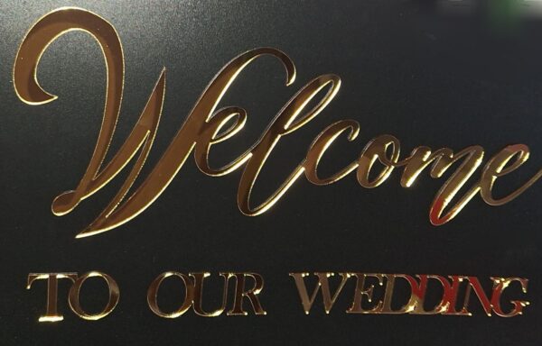 Welcome TO OUR WEDDING pentru panou foto, din oglinda aurie/argintie - imagine 2