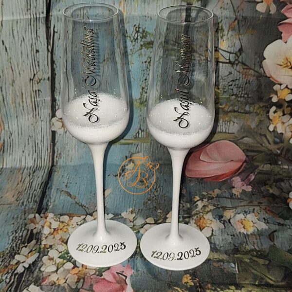 Set 2 pahare cristal, elegante, pentru miri si nasi - imagine 23