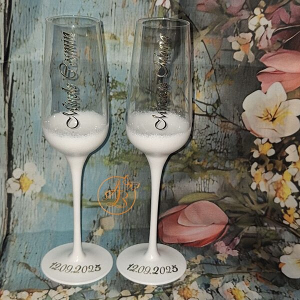 Set 2 pahare cristal, elegante, pentru miri si nasi - imagine 16