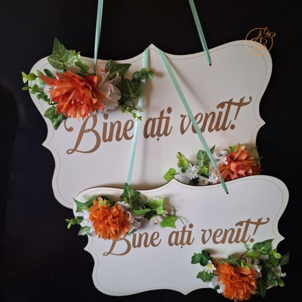 Panou de intampinare cu flori Bine ati venit - imagine 4