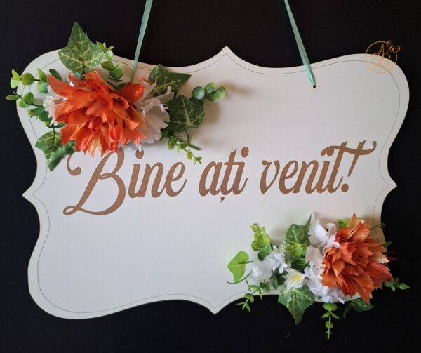 Panou de intampinare cu flori Bine ati venit - imagine 7