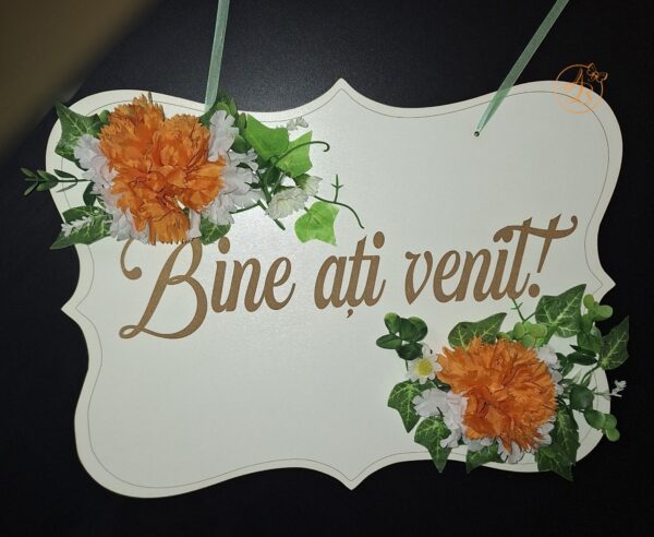 Panou de intampinare cu flori Bine ati venit - imagine 8