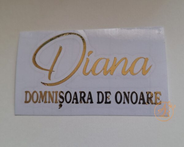 Stickere pentru pahare Domnisoara de onoare, cu un nume - imagine 4