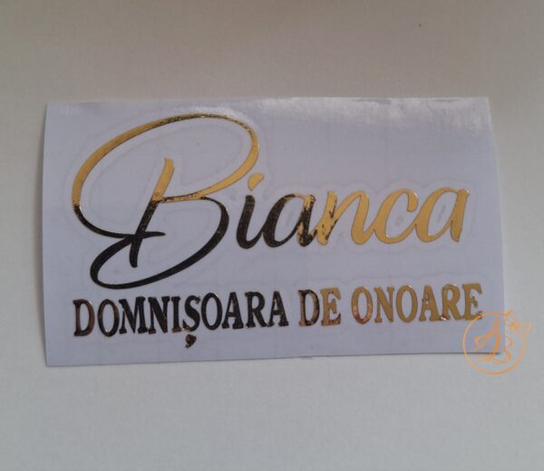 Stickere pentru pahare Domnisoara de onoare, cu un nume - imagine 2