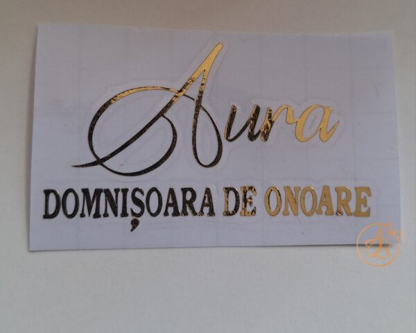 Stickere pentru pahare Domnisoara de onoare, cu un nume - imagine 3