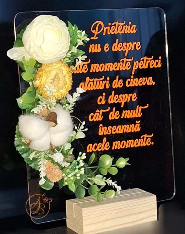 Placa plexiglass personalizata, decorata cu flori - imagine 4