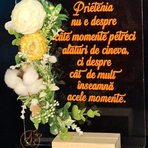 Placa plexiglass personalizata, decorata cu flori