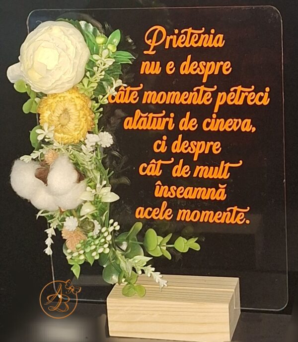 Placa plexiglass personalizata, decorata cu flori - imagine 5