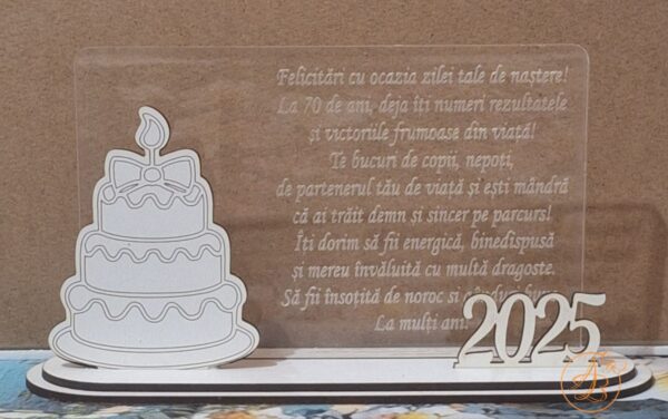 Trofeu plexiglass gravat pentru aniversare/zi de nastere - imagine 2