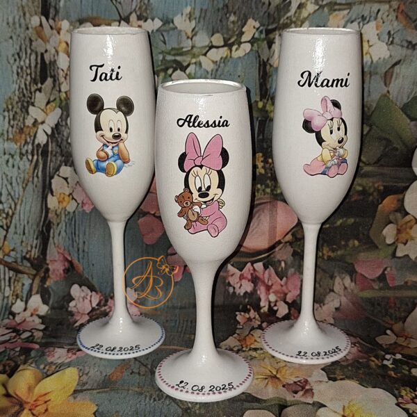 Set de pahare si sticlute decorate pentru botez gemeni - imagine 13