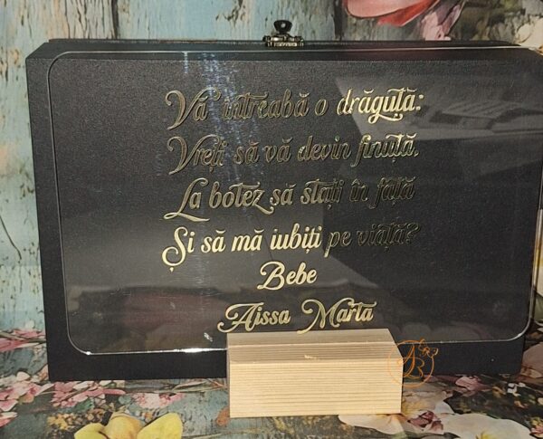 Cutie decorata pentru nasi, cu placa plexiglass si pahare gravate - imagine 3