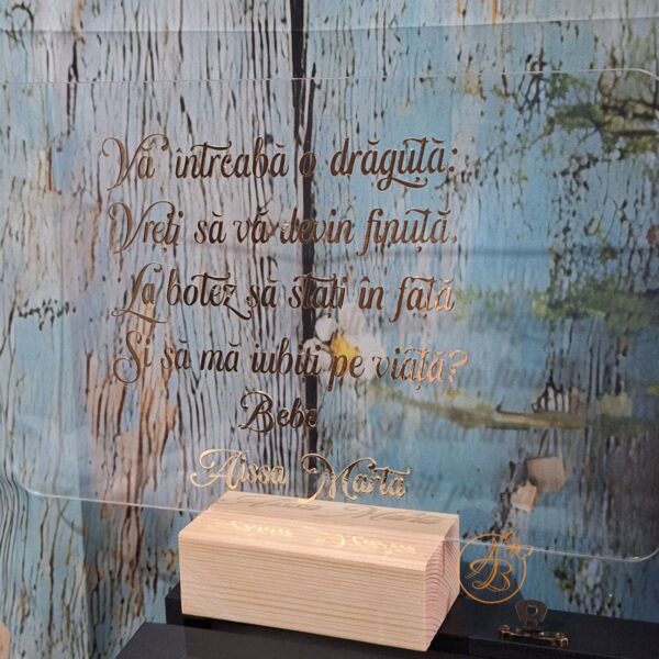 Cutie decorata pentru nasi, cu placa plexiglass si pahare gravate - imagine 4