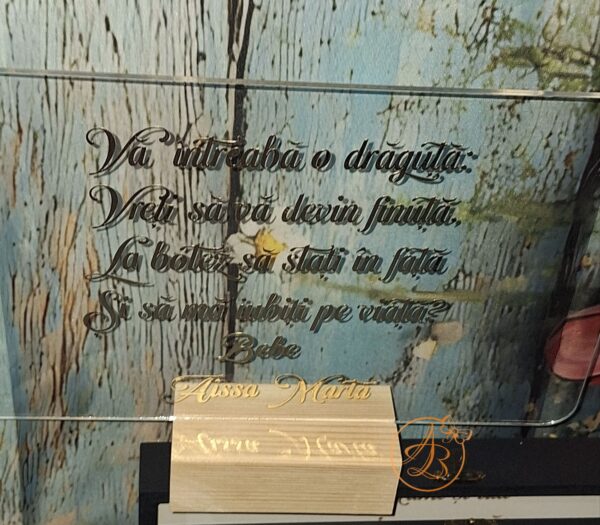 Cutie decorata pentru nasi, cu placa plexiglass si pahare gravate - imagine 11