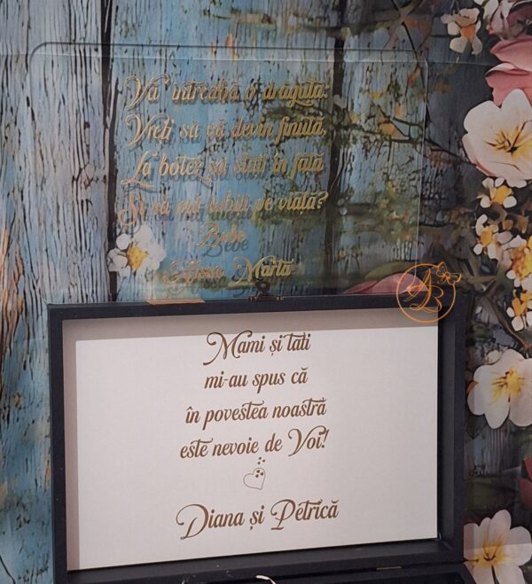 Cutie decorata pentru nasi, cu placa plexiglass si pahare gravate - imagine 9