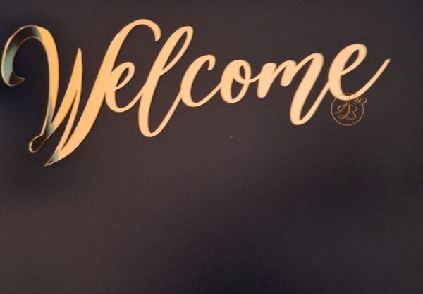 Welcome pentru panou foto, din oglinda aurie/argintie