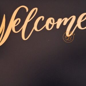 Welcome pentru panou foto, din oglinda aurie/argintie