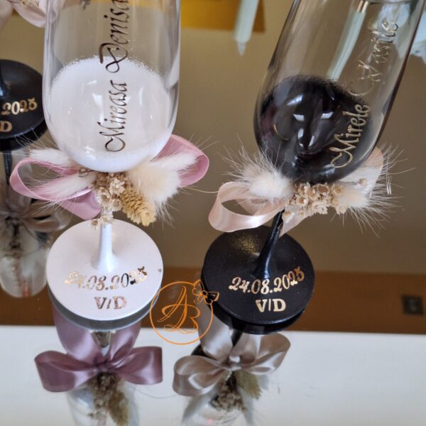 Set 2 pahare cristal, elegante, pentru miri si nasi - imagine 25